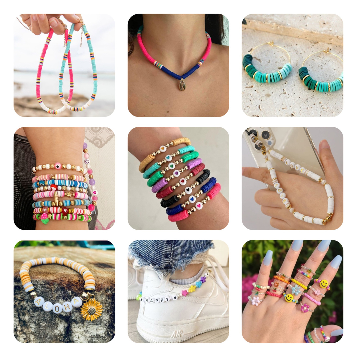 Koraliki Płaskie do Robienia Bransoletek Biżuterii Naszyjników Zestaw